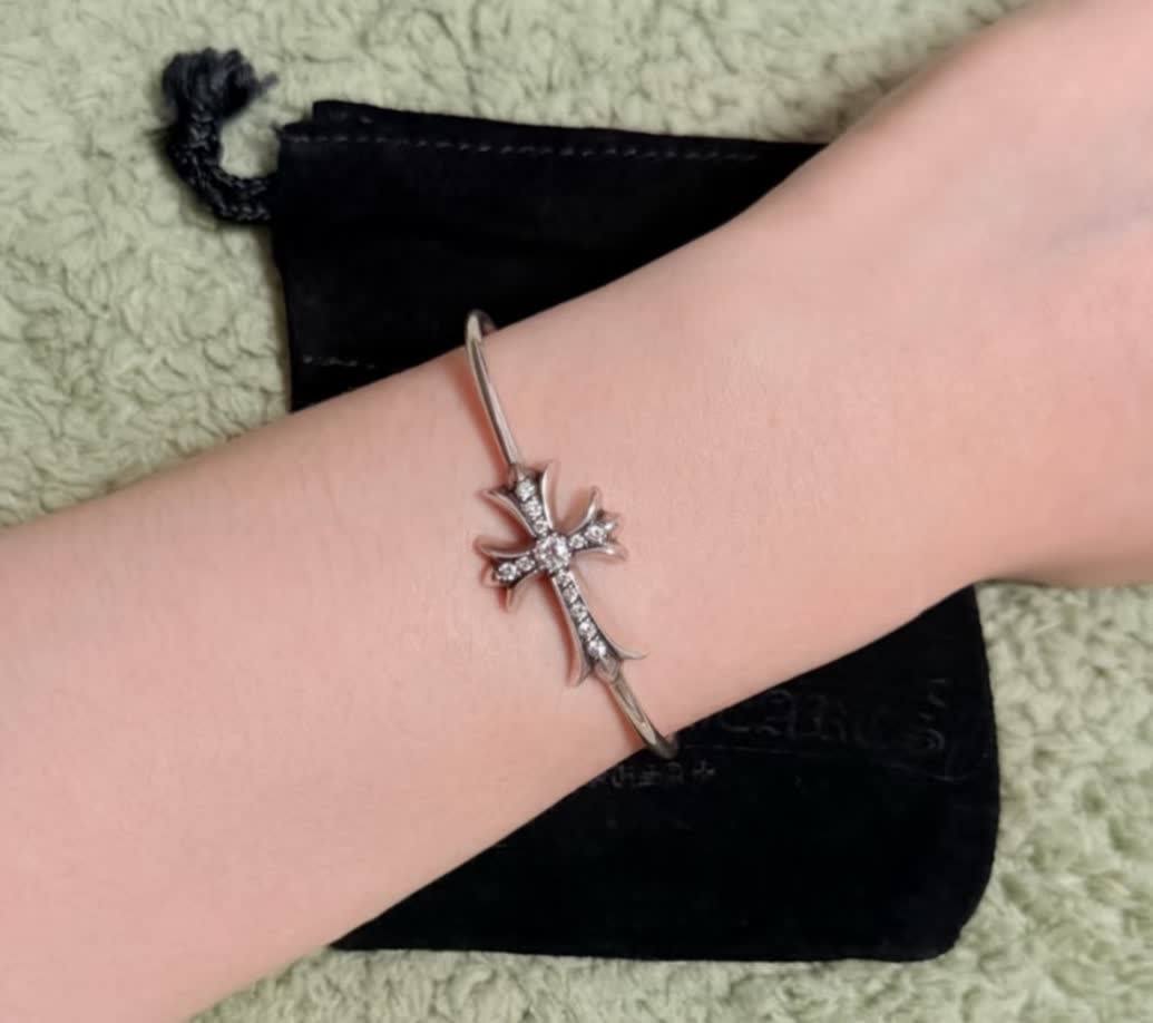 Chrome Hearts Silver Cross Diamond Bracelet Chrome Hearts Silver Cross Diamond Bracelet